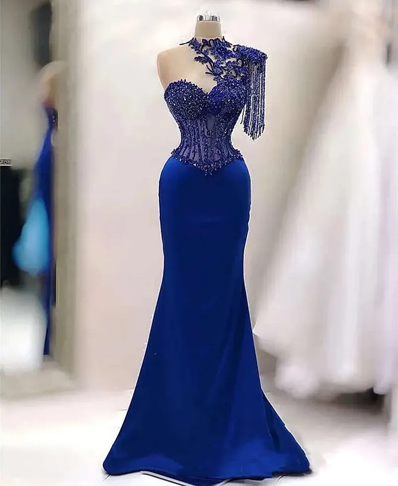 royal blue mermaid prom dresses 2020 Designer Royal Blue Long Mermaid Prom Dress With Split On Sale