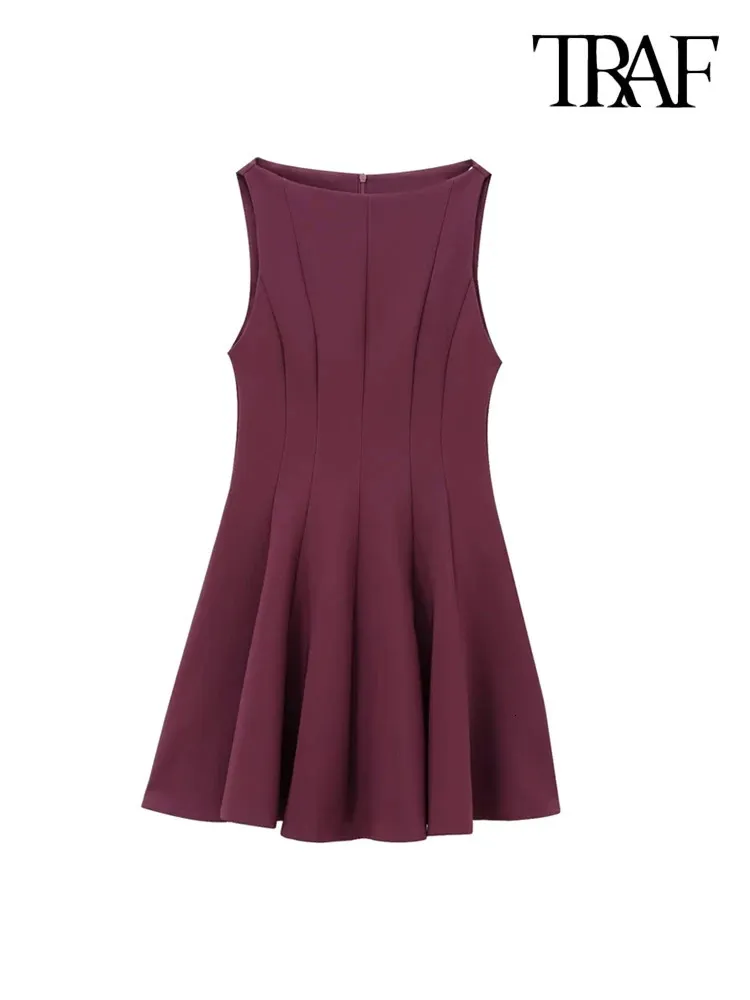 TRAF Womens Flared Mini Dress Sleeveless Boat Neck... From Dou05, $19.57 |  DHgate.Com