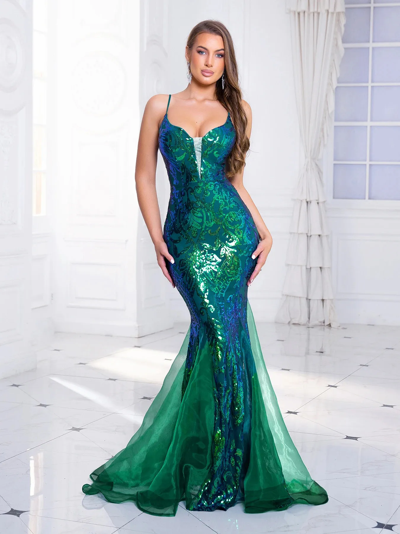chinese dress ladies Beaded Sleeveless Mermaid Dress by Ladivine 9317