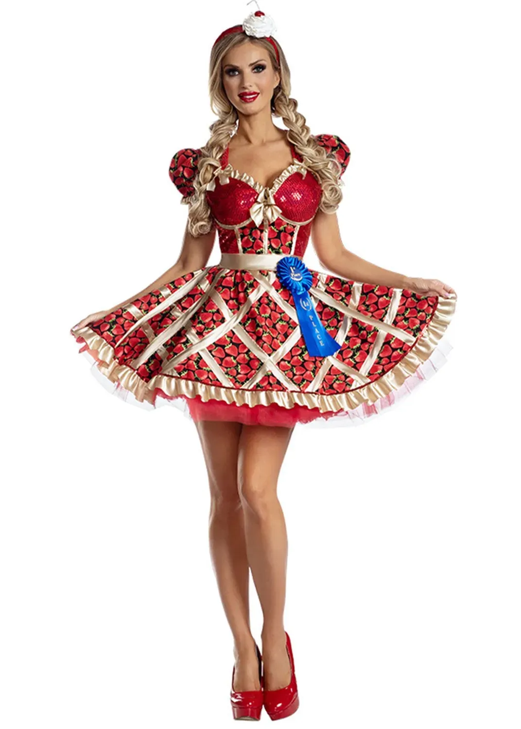 strapless open back dress Red 1950s Strap Poker Costume Dress main image 1