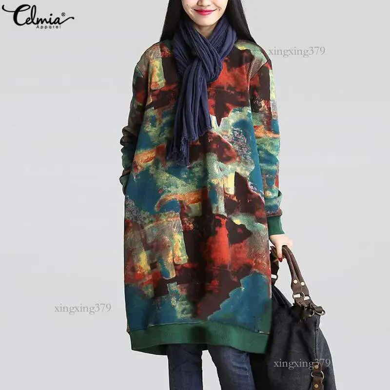 Save Big on Bulk Robe Longue Femme Celmia Womens Vintage Winter Dress Long  Sleeve Casual Loose Fit With Pockets Autumn Printed Plus Size Oversize Robe  ...
