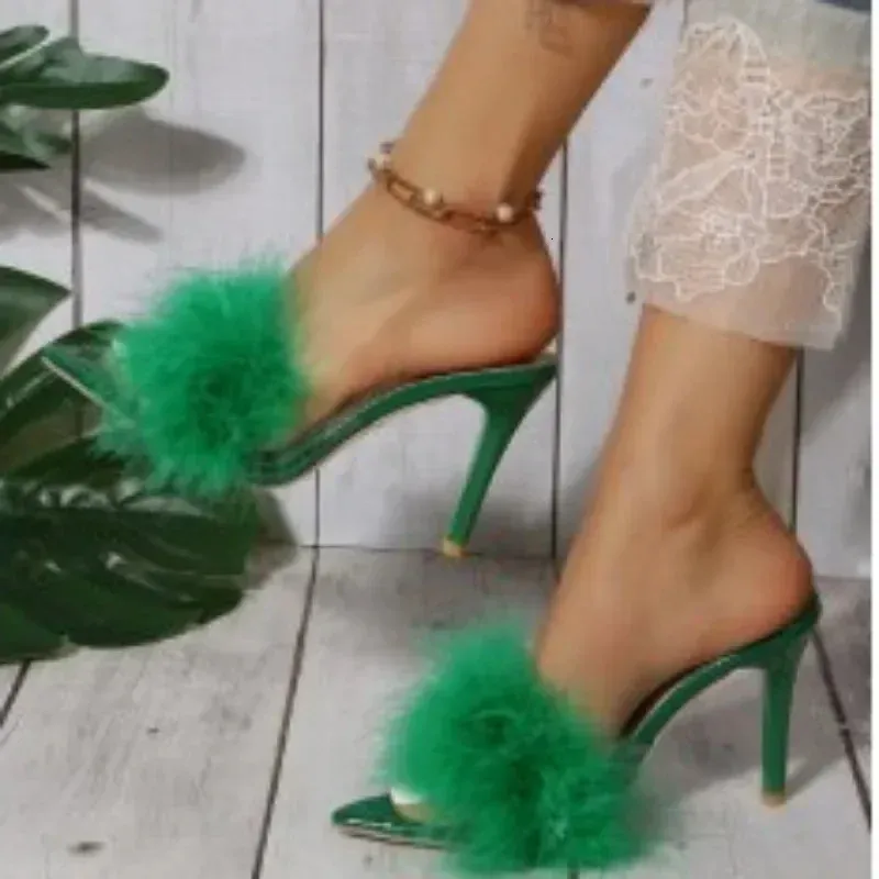 Scarpe da donna taglie forti, pantofole eleganti moderne da donna, sandali con tacco alto e sottile con punta a piuma 250106_voghion.com