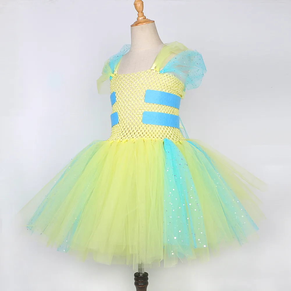 Twinkle Yellow Flounder Fish Tutu Dress for Girls - Perfect for Birthday, Carnival, Halloween, and Toddler Princess Jasmine Slave Outfit