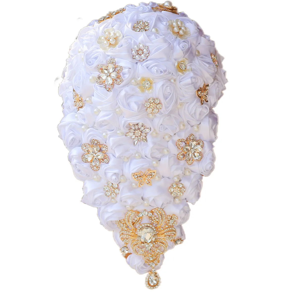 Zapatos De Boda Flores Bouquet De Novia: Bouquet De Mano De Agua De Agua  Con Cinta De Diamantes De Oro Rose Elegantes Suministros De Boda De 33,87 €  | DHgate, image size:1200x1200