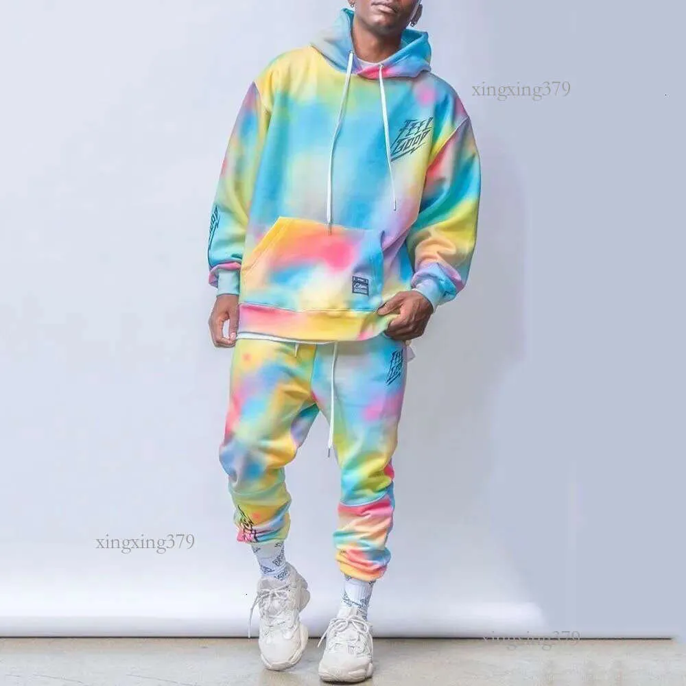 Mens Tracksuits Nanaco Oversized Tie Dye Sport Mens Hoodies Set