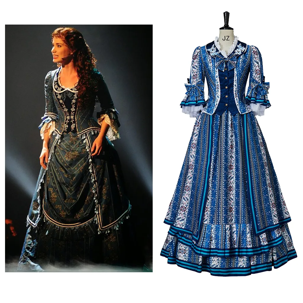 christine daae blue dress Christine Daae Dress The Phantom Of The Opera Cosplay Costume Masquerade Gown Halloween Suit, S / Female main image 1