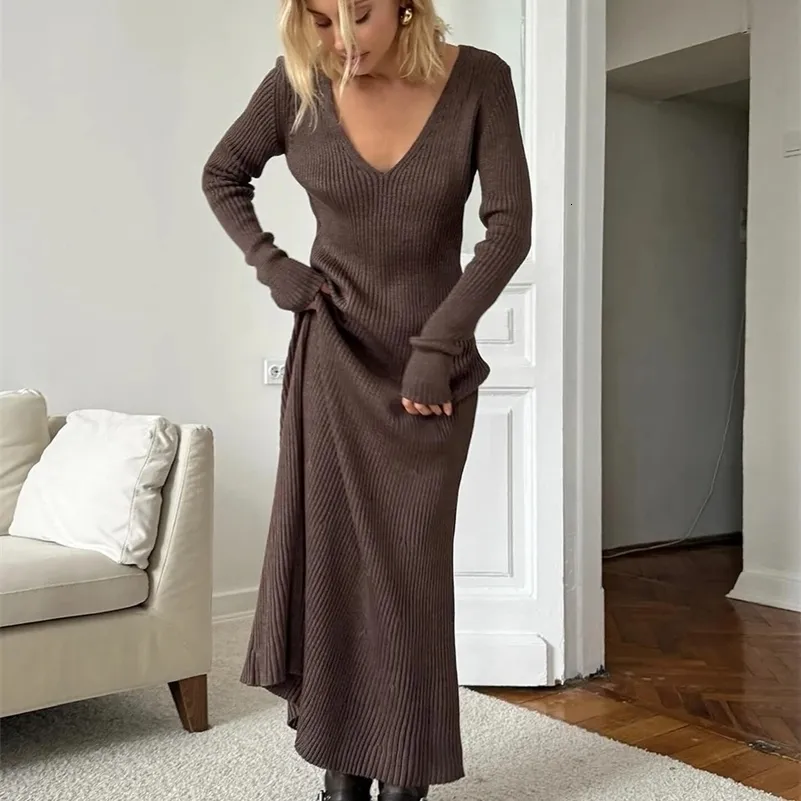 Cable Knit Dress Womens Elegant V Neck A Line Midi... From Huan02, $25.28  In Bulk | DHgate.Com