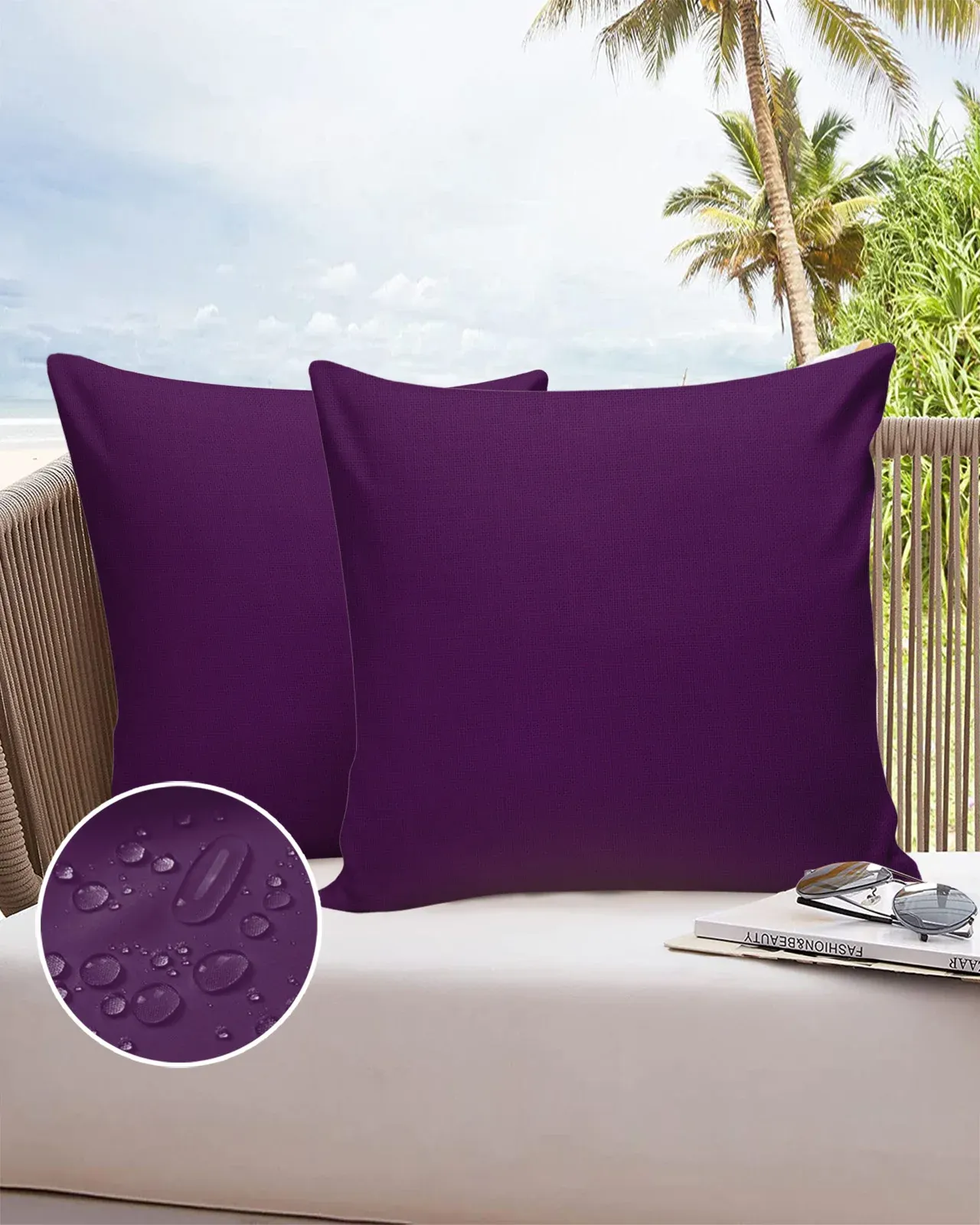 24x24 Outdoor Chair Cushions, Dark Purple Pillow Cases: Set Of 2/4