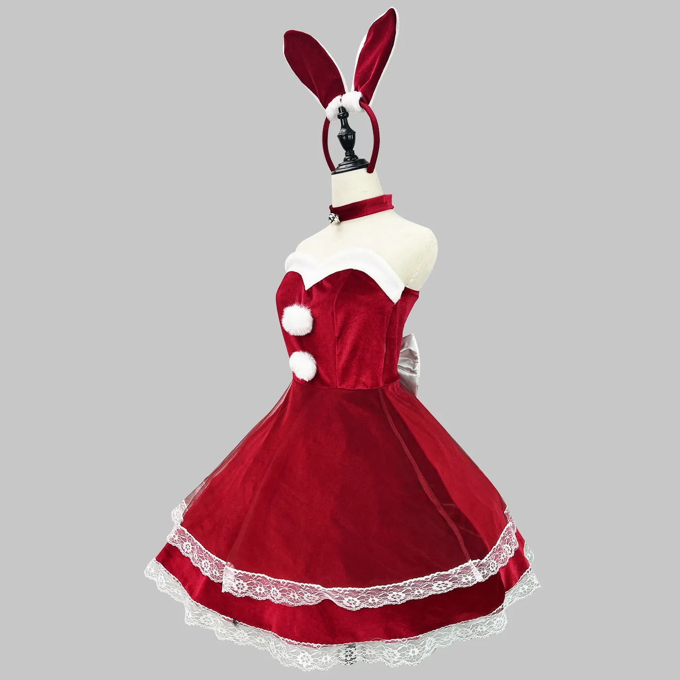 Christmas Red bunny fairyize for Plus Size Women - 5XL Size, Sexy Lingerie for Lady and New Year Maid Uniform