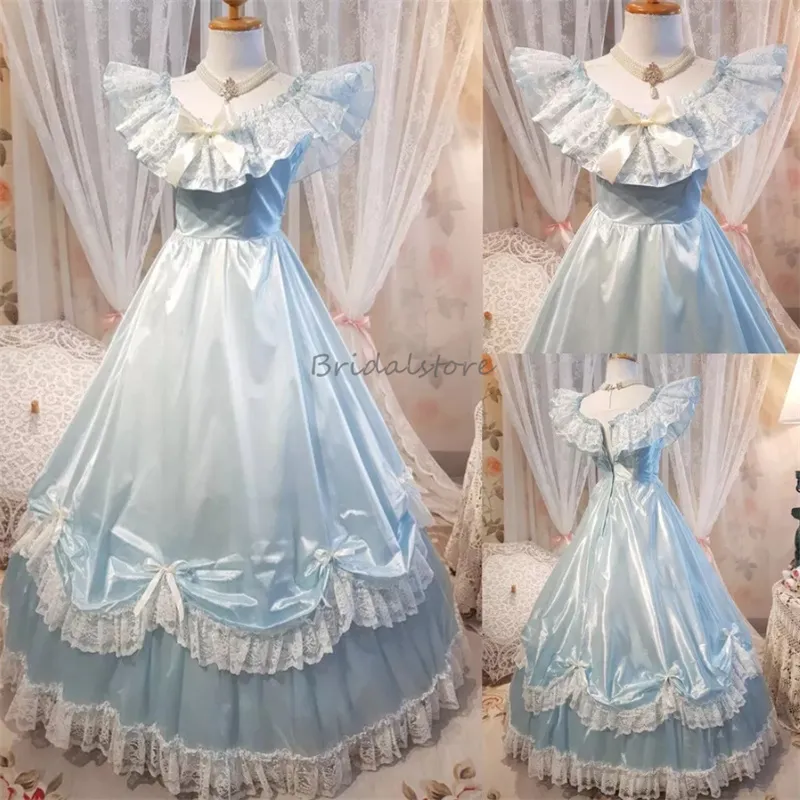 Victorian Blue Lace white grad dress - Medieval...
