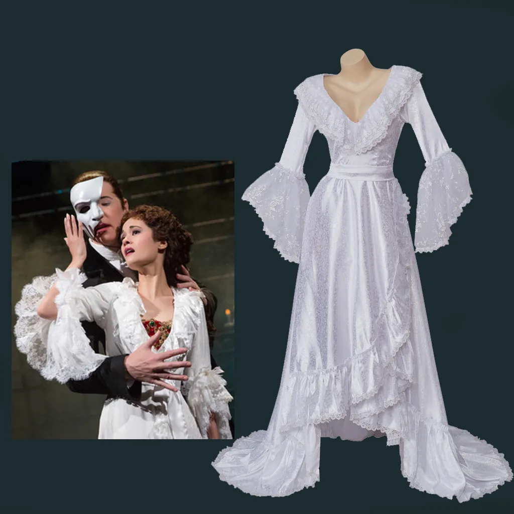 Christine Daae's White Robe renaissance dress - The Phantom of The Opera Victorian Nightgown for Women