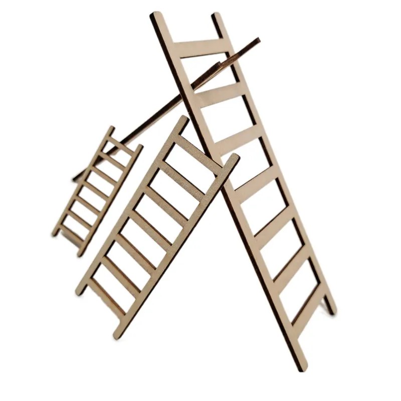 Toyvian Miniature Wood Ladder Outside Furniture Doll House Furniture Log Wooden Miniatures Miniature Ladder Model