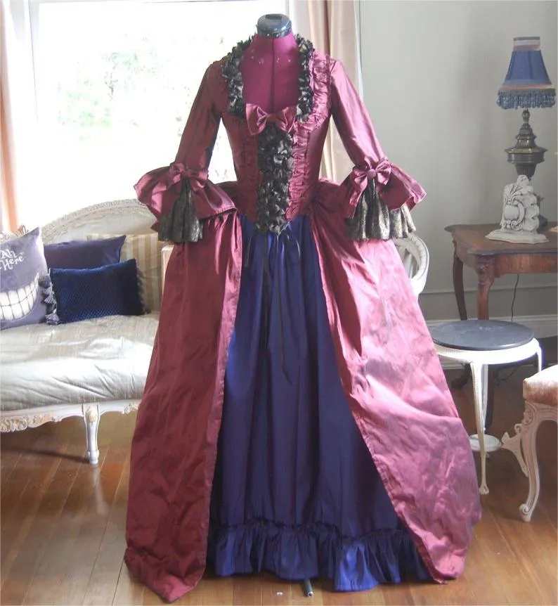 18th century princess dress 18th Century Rococo Queen Dress - Robe La Franaise Marie Antoinette - Ball Gown Baroque French Court - Princess Wedding Costume