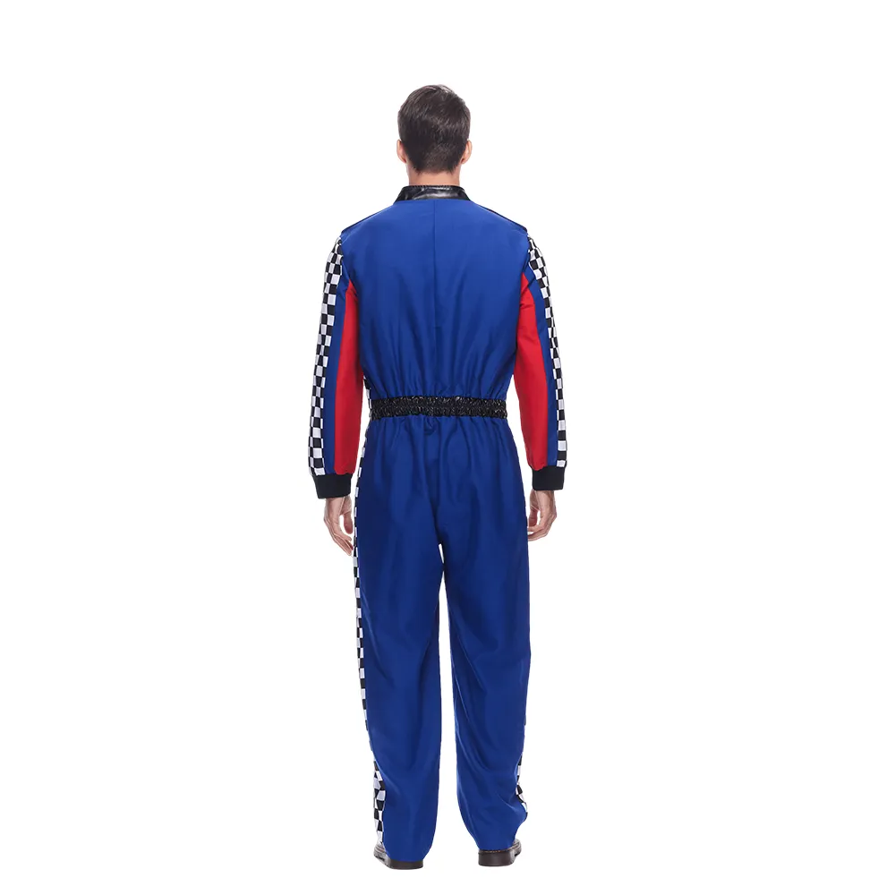 Rennfahrer Kostüm Für Herren – Roter Overall Jumpsuit Mit Handschuhen, Mütze, Sonnenbrille & Zielflaggen, Ideal Für Karneval, Halloween & Motorsport-Partys