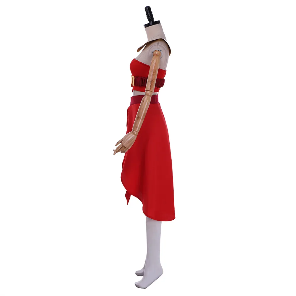 Sexy Red Strapless Tube Top Slit jumpsuit with skirt overlay for Adult Women - Avatar The Last Airbender Theme - Perfect for Halloween Party