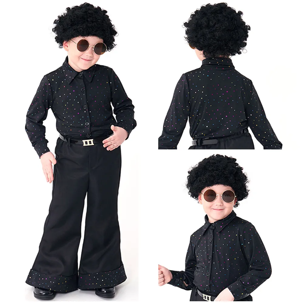 Retro Disco Costume for Kids 70s Style Halloween Carnival Outfit