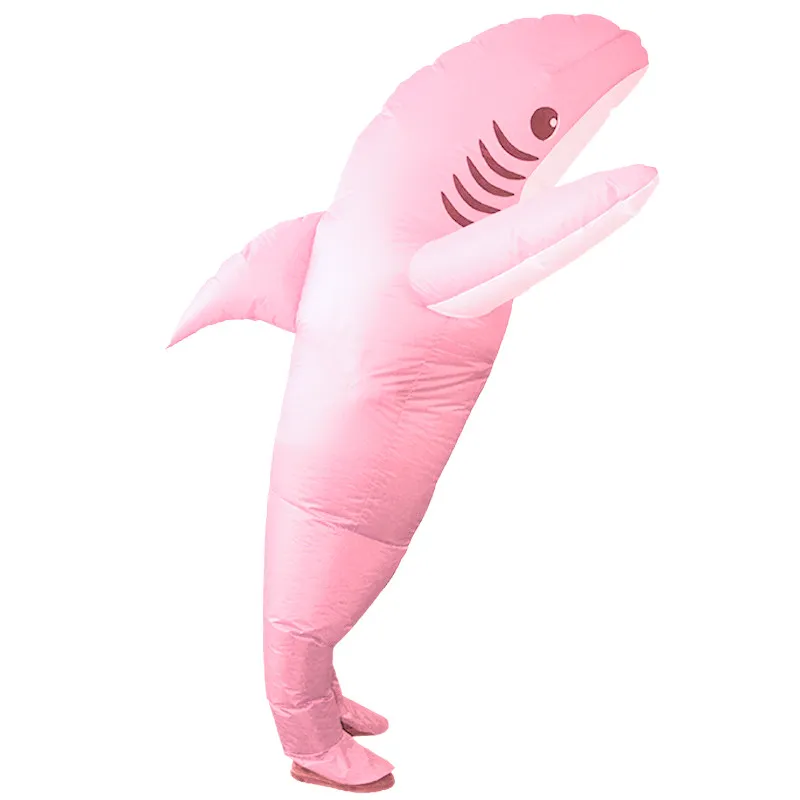 Inflatable Pink Shark Suit Party Prop Adults Blow Up Adult Shark Fancy ...