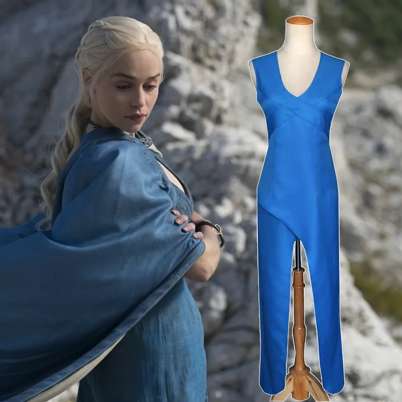 khaleesi blue dress What's your favorite look for Daenerys? Mine is the white from Season Five : r/gameofthrones pleather Size Light Blue Daenerys Targaryen Blue