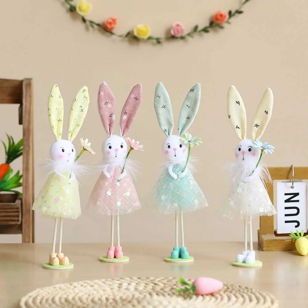 XJ250107 Easter Bunny Ornaments 24cm Pink & Yellow From