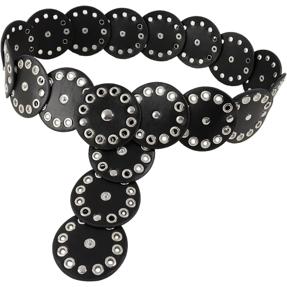 EMOTTOS Cintura a catena Concho per donna, Cintura in metallo intagliato regolabile Western Cowboy Cowgirl per donne, Cinture boho squisite per jeans vestito(A-SILVER