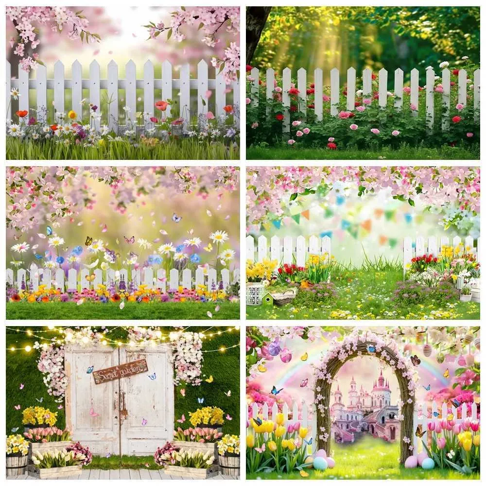 Spring Garden Natural Scenery Backdrop Flowers Green... From Muyixin ...