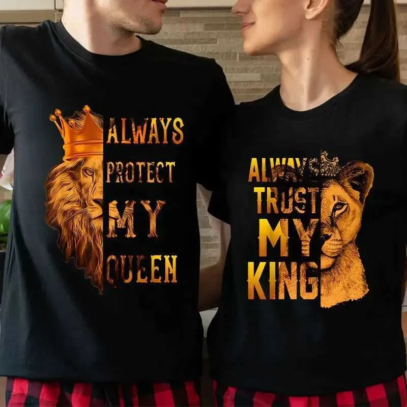 Wholesale Lion King Queen Couple T Shirts Oversized Short