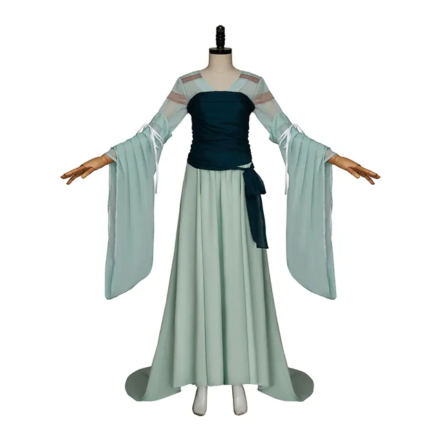 green emerald velvet dress The Lord Of The Rings Galadriel Women Dress With Cloak Party Carnival  Halloween Cosplay Costume
