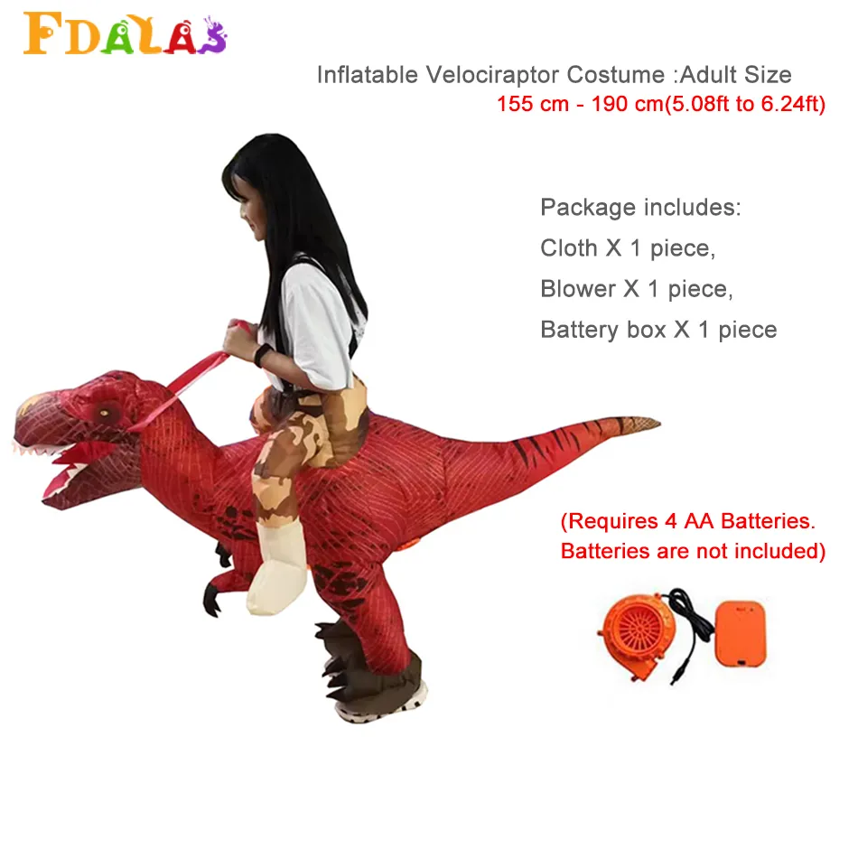 Inflatable Dinosaur Costumes Adult T REX Ride On Red Velociraptor ...