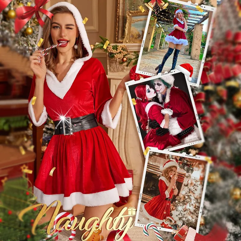 christmas cosplay dress Cosplay Xmas Party Costume Santa Claus Cosplay Dress Festive Christmas Party Outfit