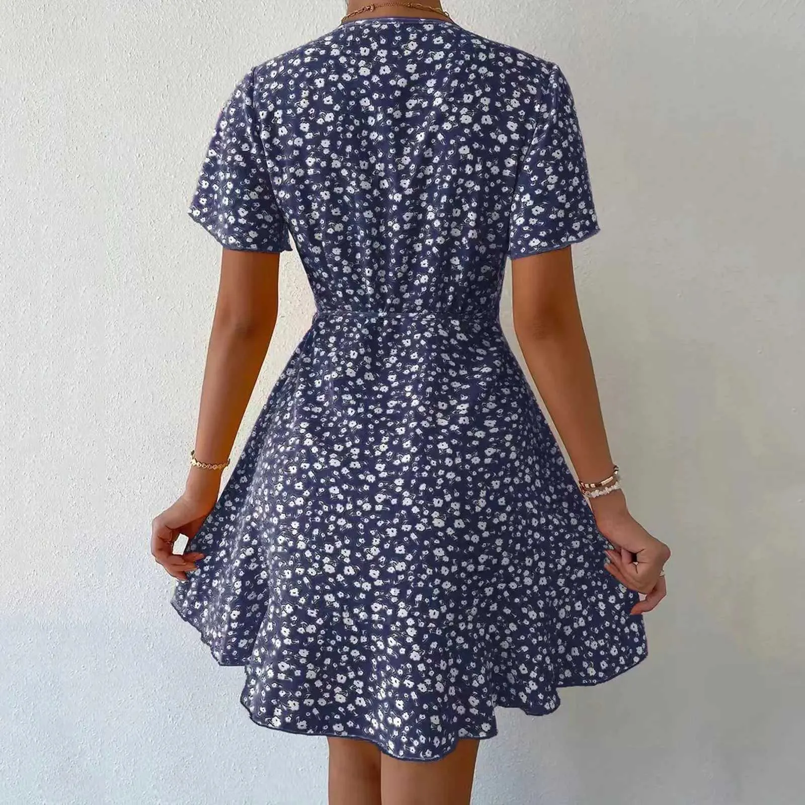 Bohemian Floral Mini Dress, V Neck Sundress | DHgate