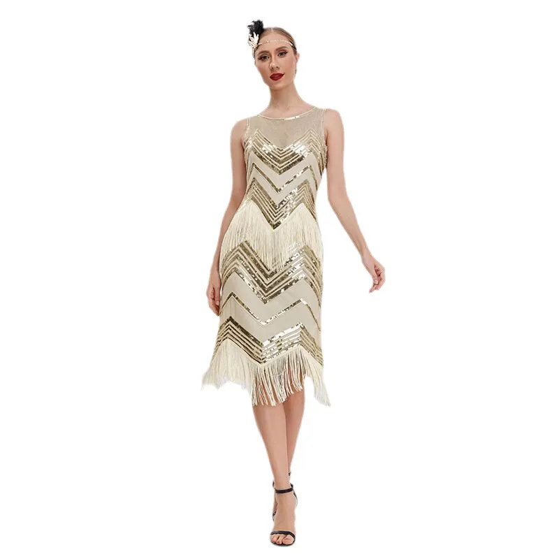 sheer jacket for evening dress Flapper Dress for Vintage 1920s Outfit in Champagne Style JT919L