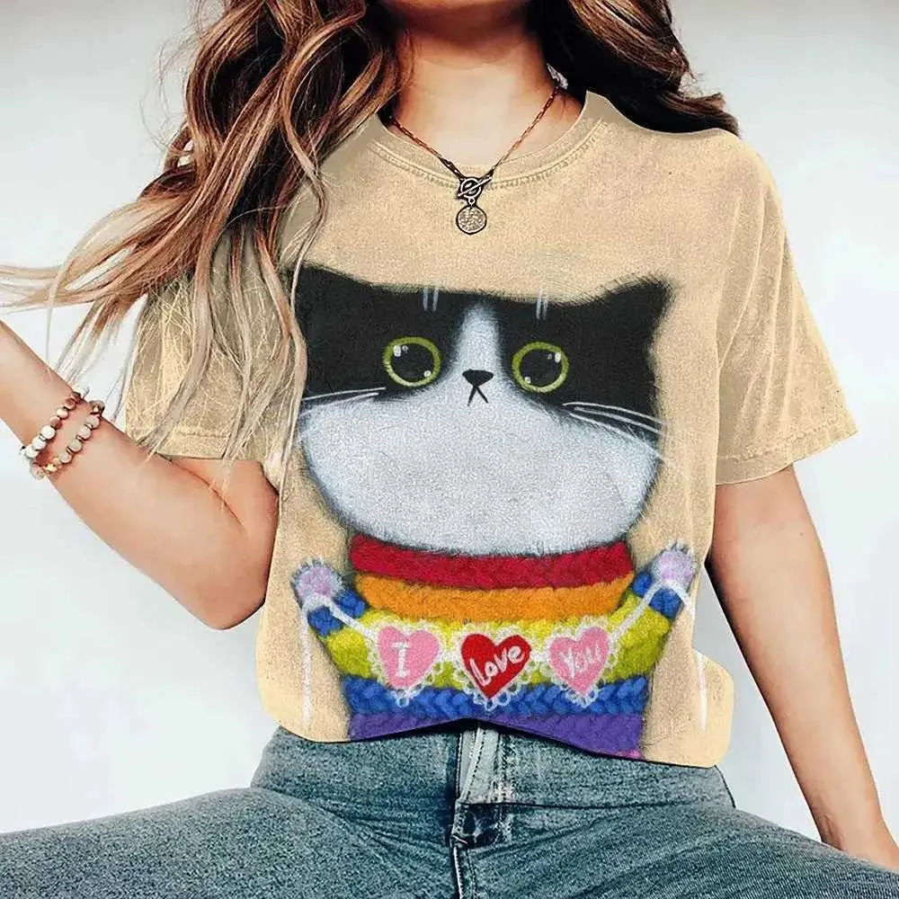 ORANDESIGNE T-shirt da donna oversize con stampa grafica