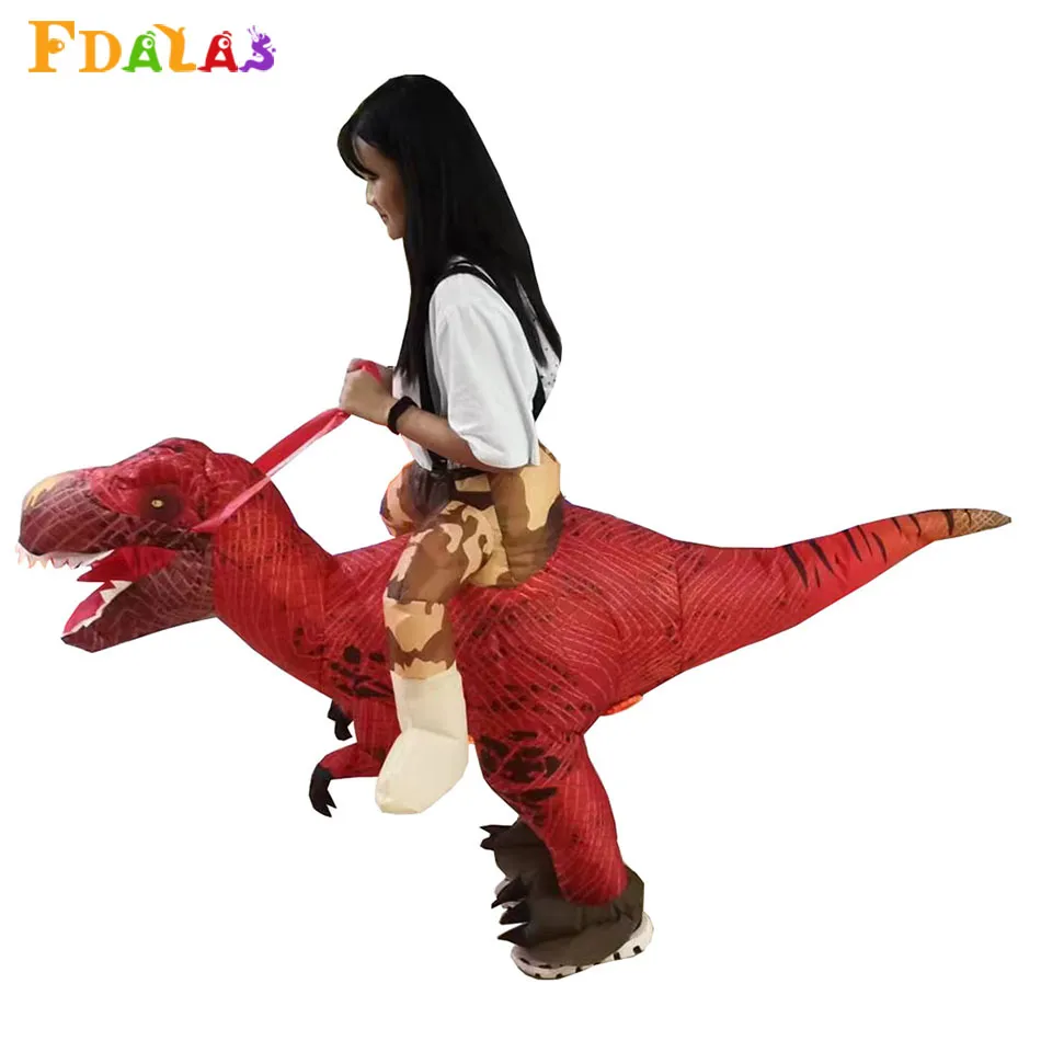 Inflatable Dinosaur Costumes Adult T REX Ride On Red Velociraptor ...