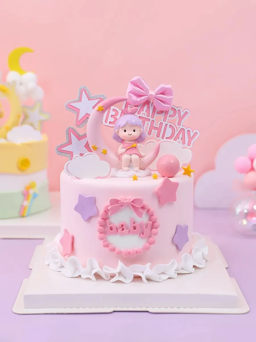 Bear Birthday Decorations, Adorable Cake Topper Set Cartoon Moon Bear Doll  Ornament For Birthday, Baby Shower Cake Decoration, Moon Theme Party Decor  From Homemarket5, $12.35 | DHgate.Com, image size:900x1200