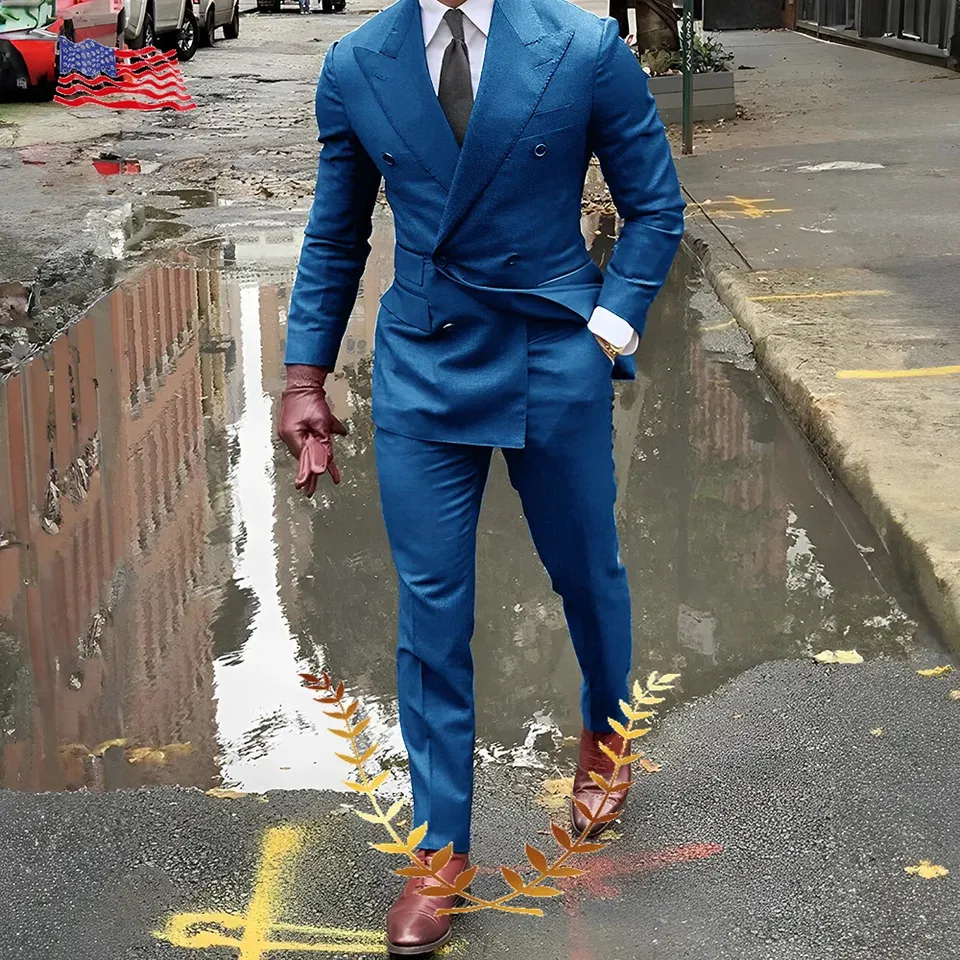 Terno De Peito Duplo Para Homens Noivo De Casamento Blazer, Calça De  Jaqueta De 2 Peças, Estilo 2024 De $504,61 | DHgate, image size:960x960