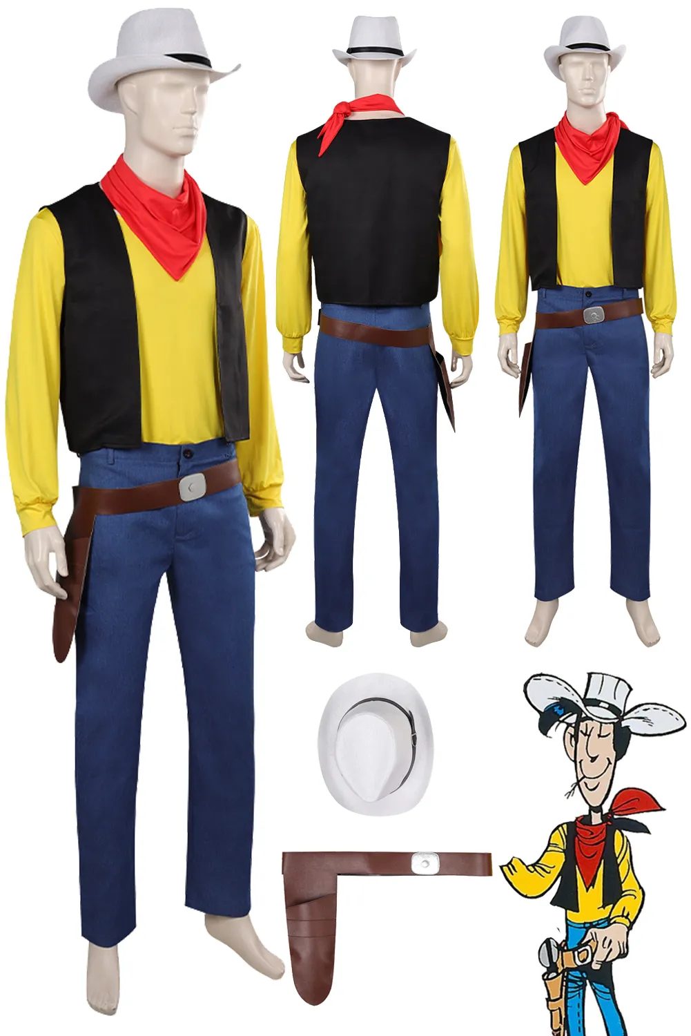 Save Big on Bulk Lucky Luke Costume Cowboy Luke Cosplay Costume Adult Men's  Fantasy Halloween Carnival Party Outfit Best Deals on DHgate