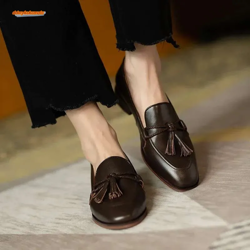 Elegant Women's Loafers: Korean Style Bowknot Flat Shoes, Retro Tassel  Accents, Comfortable Walking, Perfect for Party Dress