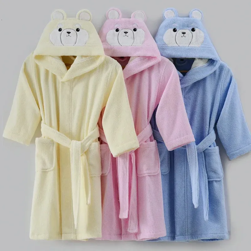 childrens cotton dressing gowns Kids Boys Girls Cotton Soft Terry Hooded Bathrobe Luxury Dressing Gown 2-13 Year