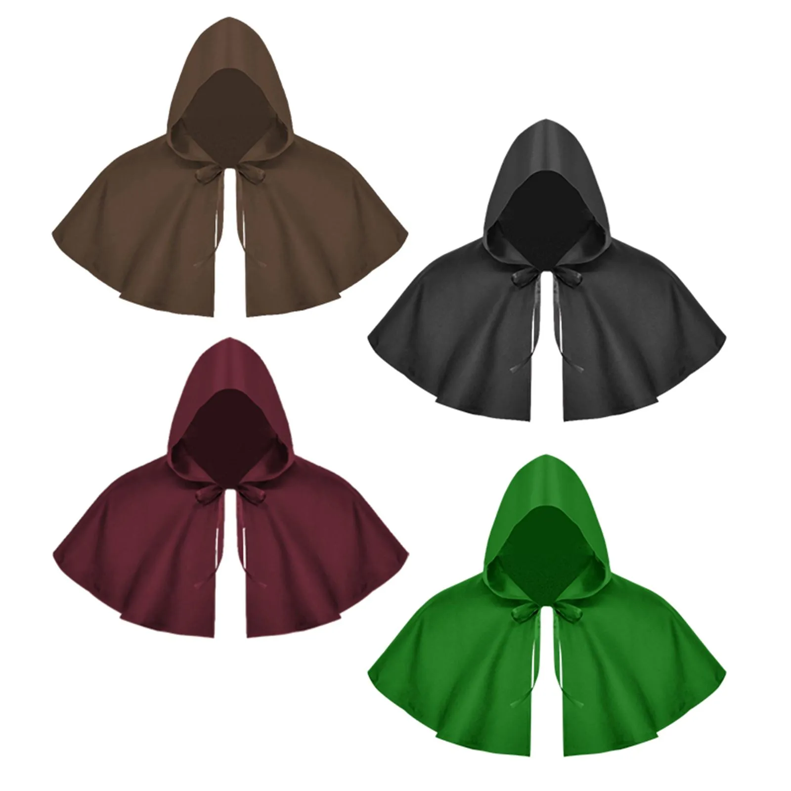 Capa Medieval Con Capucha Unisex – Talla Única Para Disfraces De Bruja, Mago, Vampiro O Muerte, Ajustable Con Cuerda