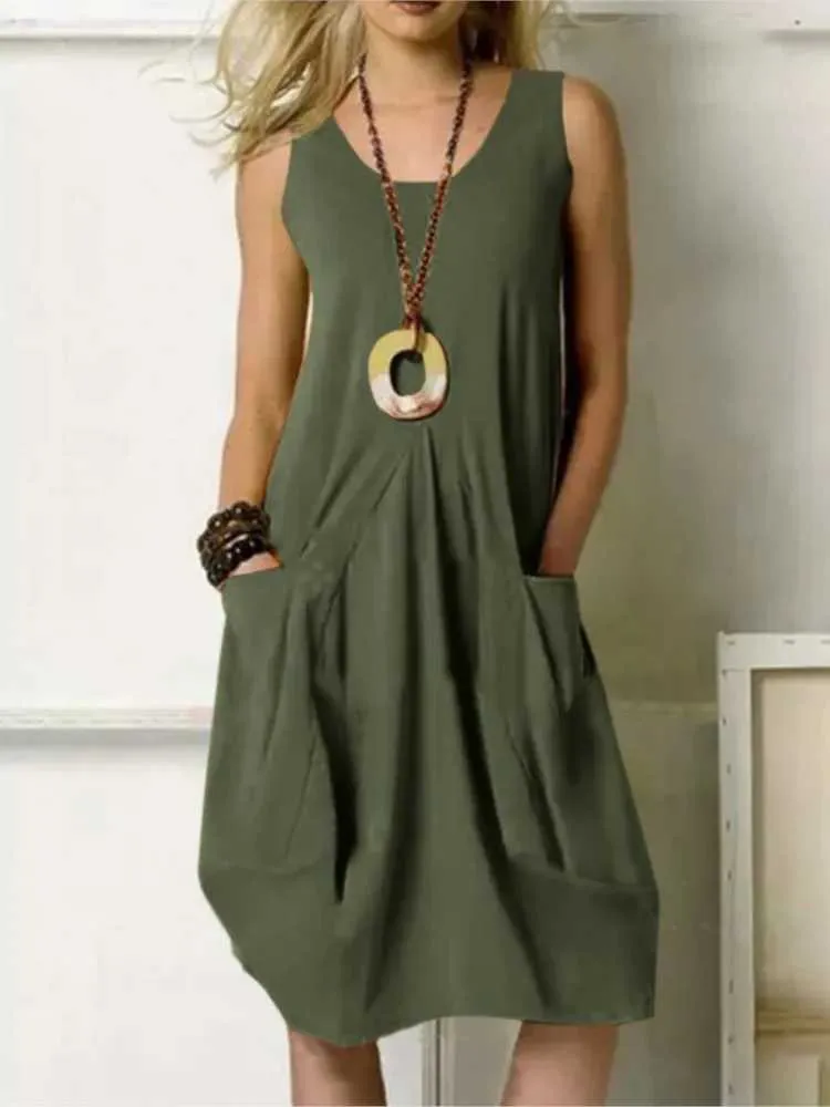 slim fit dress slacks Chalet Pria Dress | Lightweight Linen Sleeveless Dress main image 1