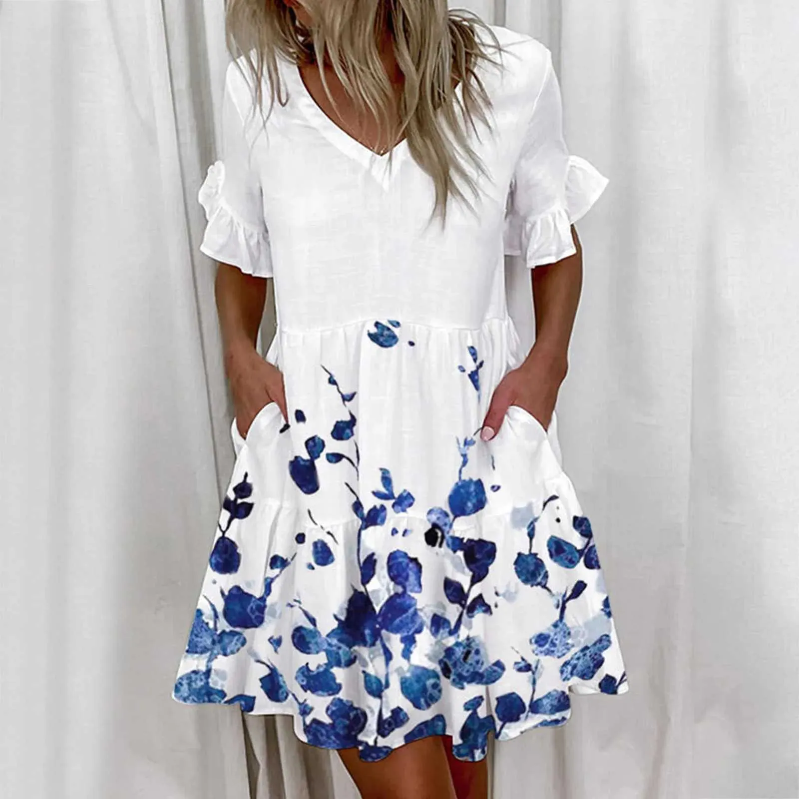open lace back dress Orchid Embroidered Ruffle Hem Mini Dress - Black