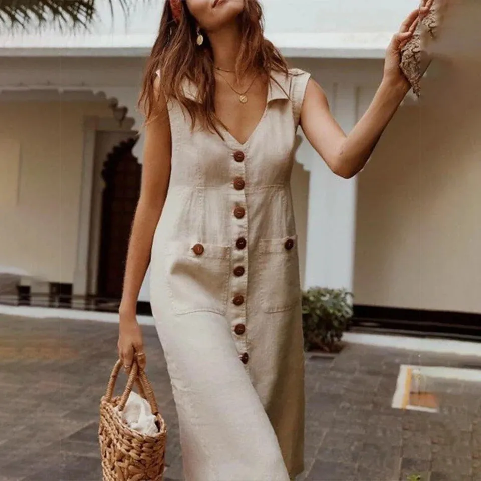 fitted lace wedding dress Amoretu Loose Sleeveless Tank Dress main image 1