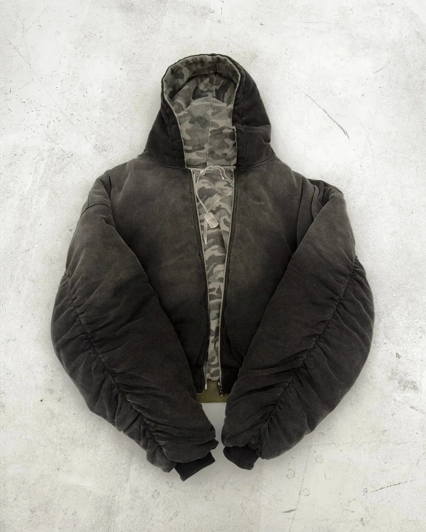Winter reversible acetate TAT full-zip hooded jacket for men, Y2K 