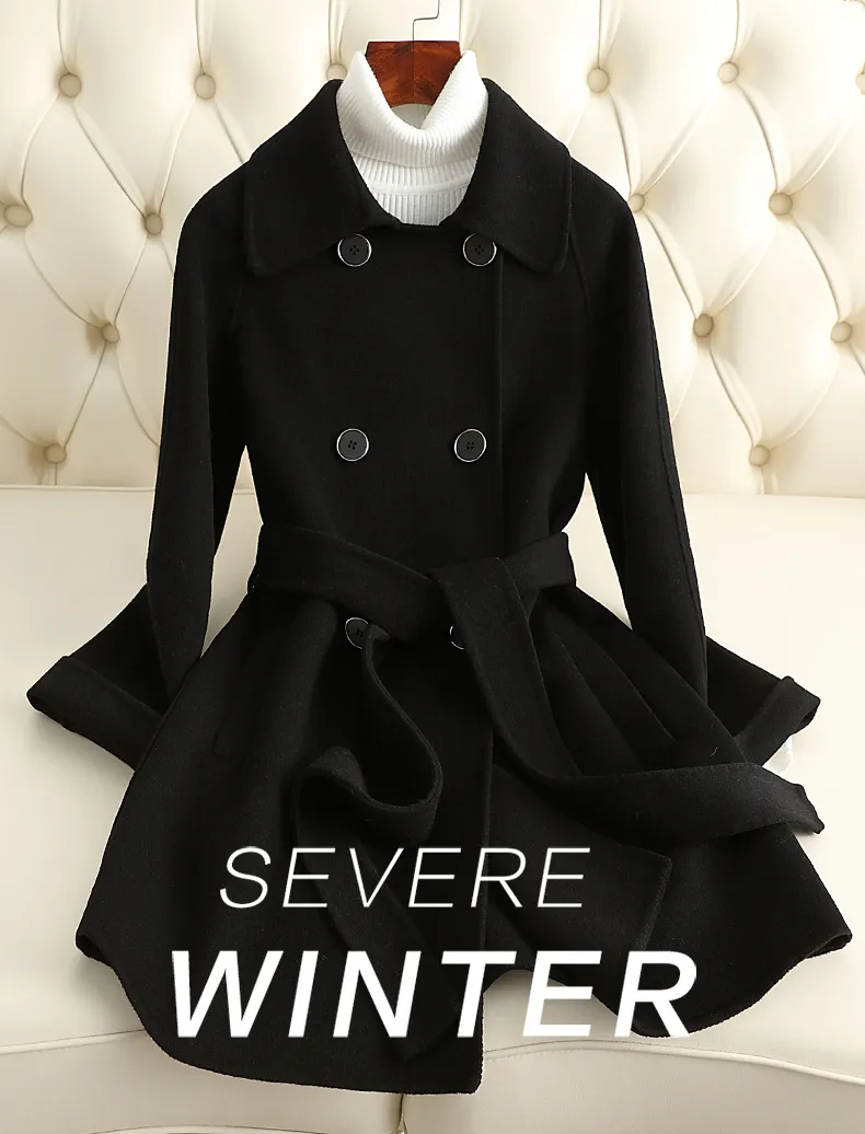 Hepburn Style Female Double-faced Cashmere Coat Hepburn Style Female Double-faced Cashmere Coat