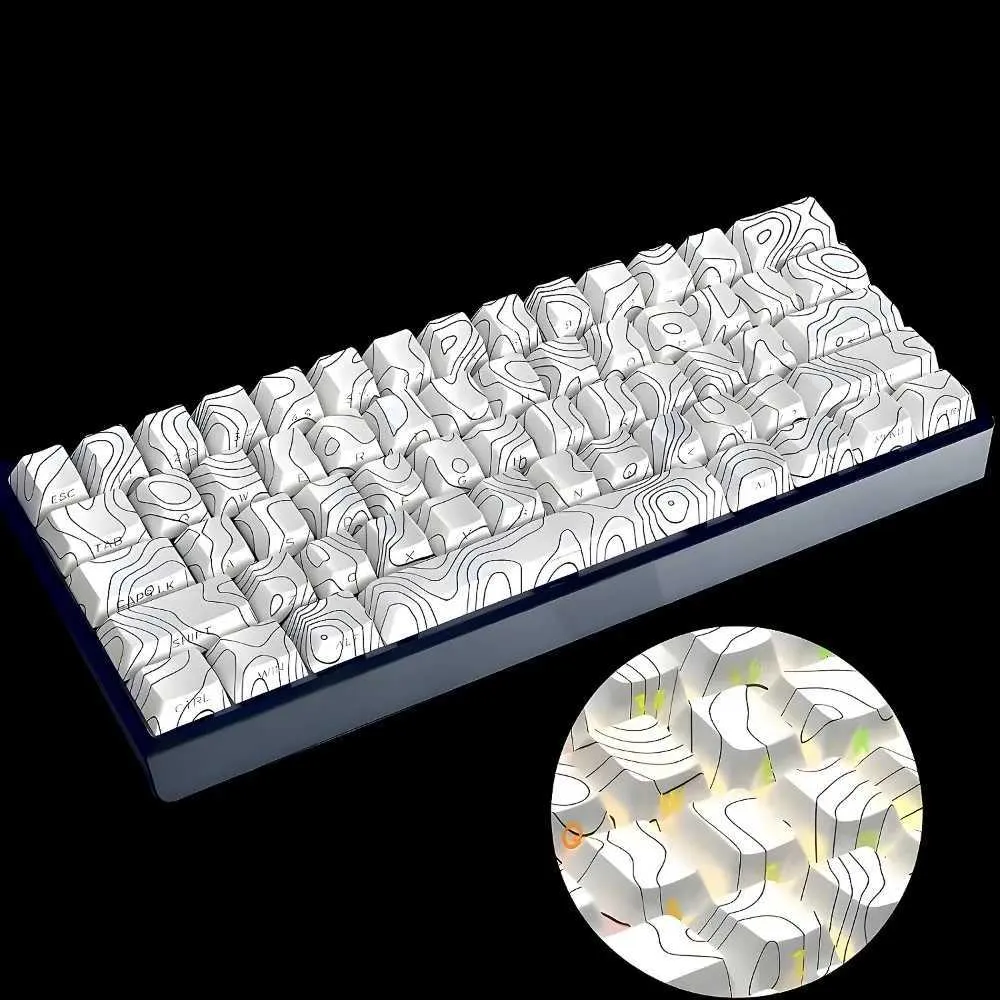 Contour Keycap Set - 136 Keys, Black & White PBT Cherry MX Keycaps ...