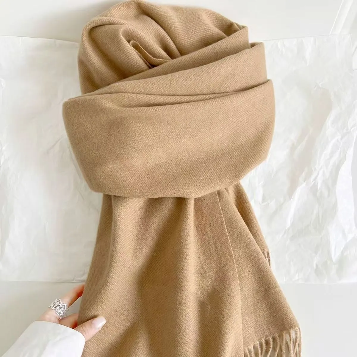 Elegant Winter Scarf - Korean Style Solid Color Shawl, Warm & Versatile ...