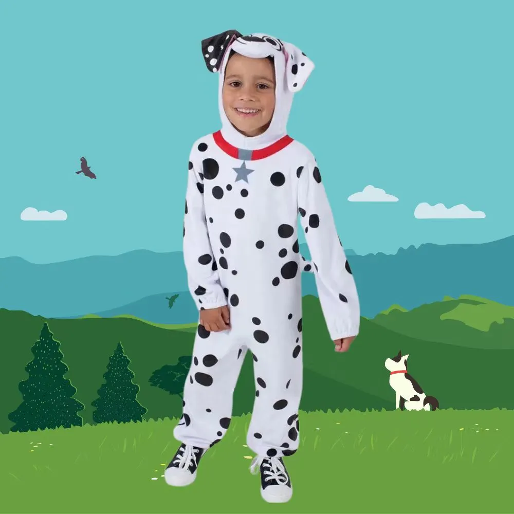 Save Big on Bulk Dalmatian Dog Halloween Costume Funny Dog Halloween  Outfits Kids' Unisex Dalmatian Dog Jumpsuit Costume: Adorable Plush  Polyester