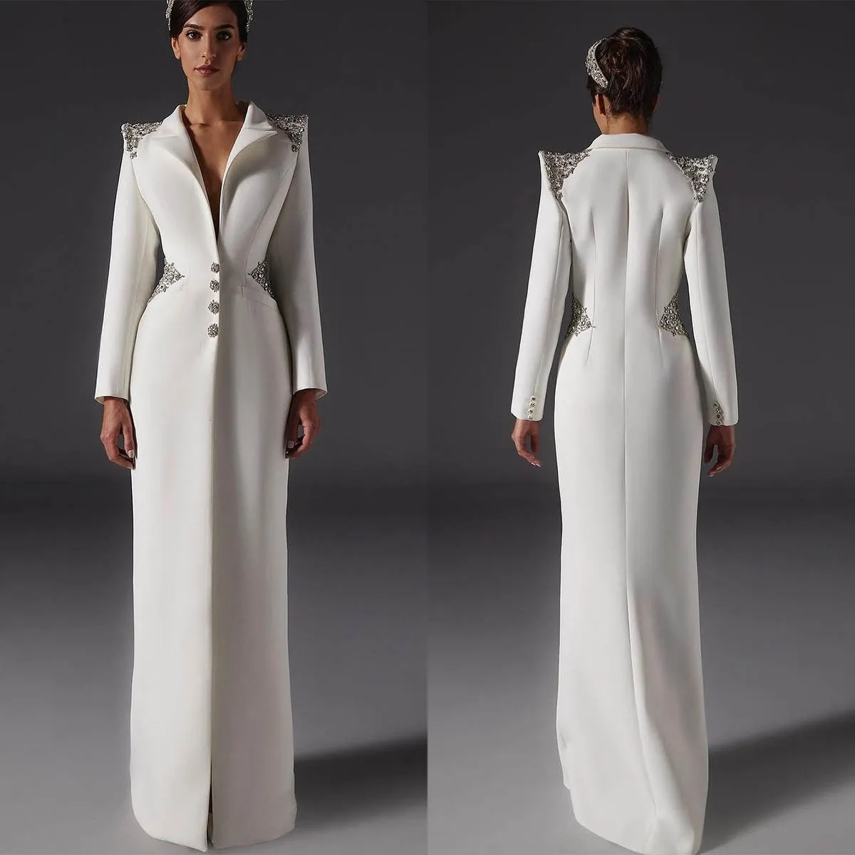 Mother of the Bride Suit with Beaded Crystal Embellishment Single