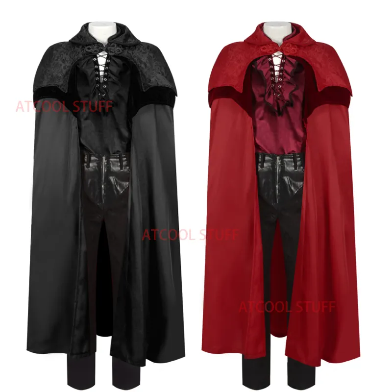 Cape Halloween, Noir Rouge Double Face Deguisement Halloween Cape, Cape de Vampire d'halloween Costume Cosplay pour Adultes Femmes Hommes et Enfants (140cm