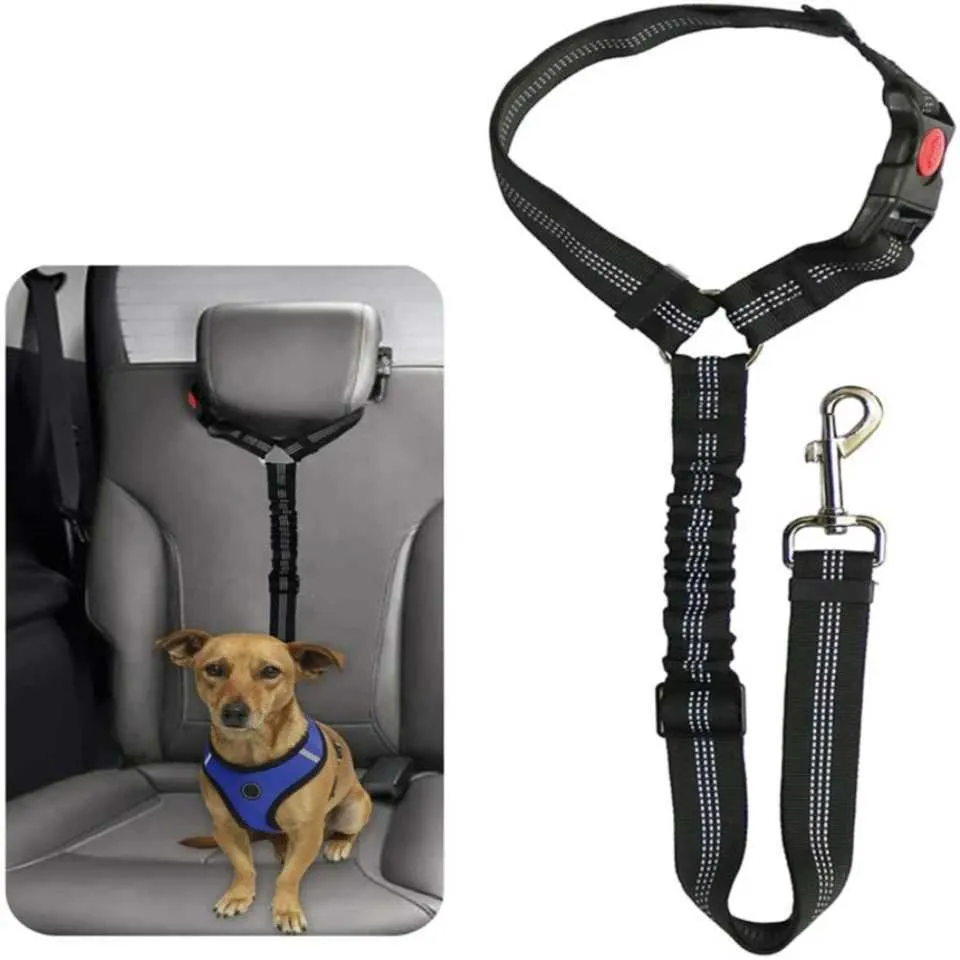 High Visibility Dog Car Seat Leash - Reflective, Adjustable Pet Safety ...
